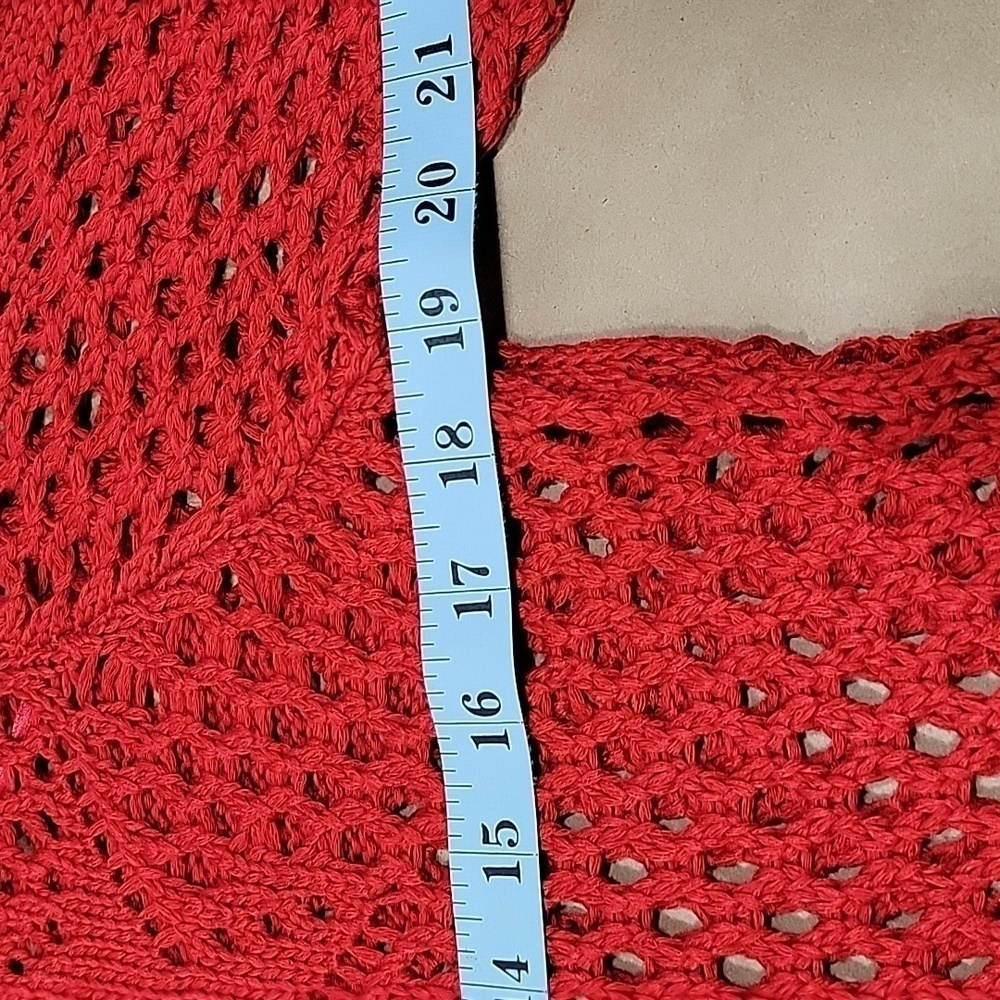 Objects D'art, Open Knit Red Sweater, Star Detail… - image 6